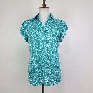 Chico's Partial Button Front Short Tulip Sleeve Top Size Chico's 0, US Small